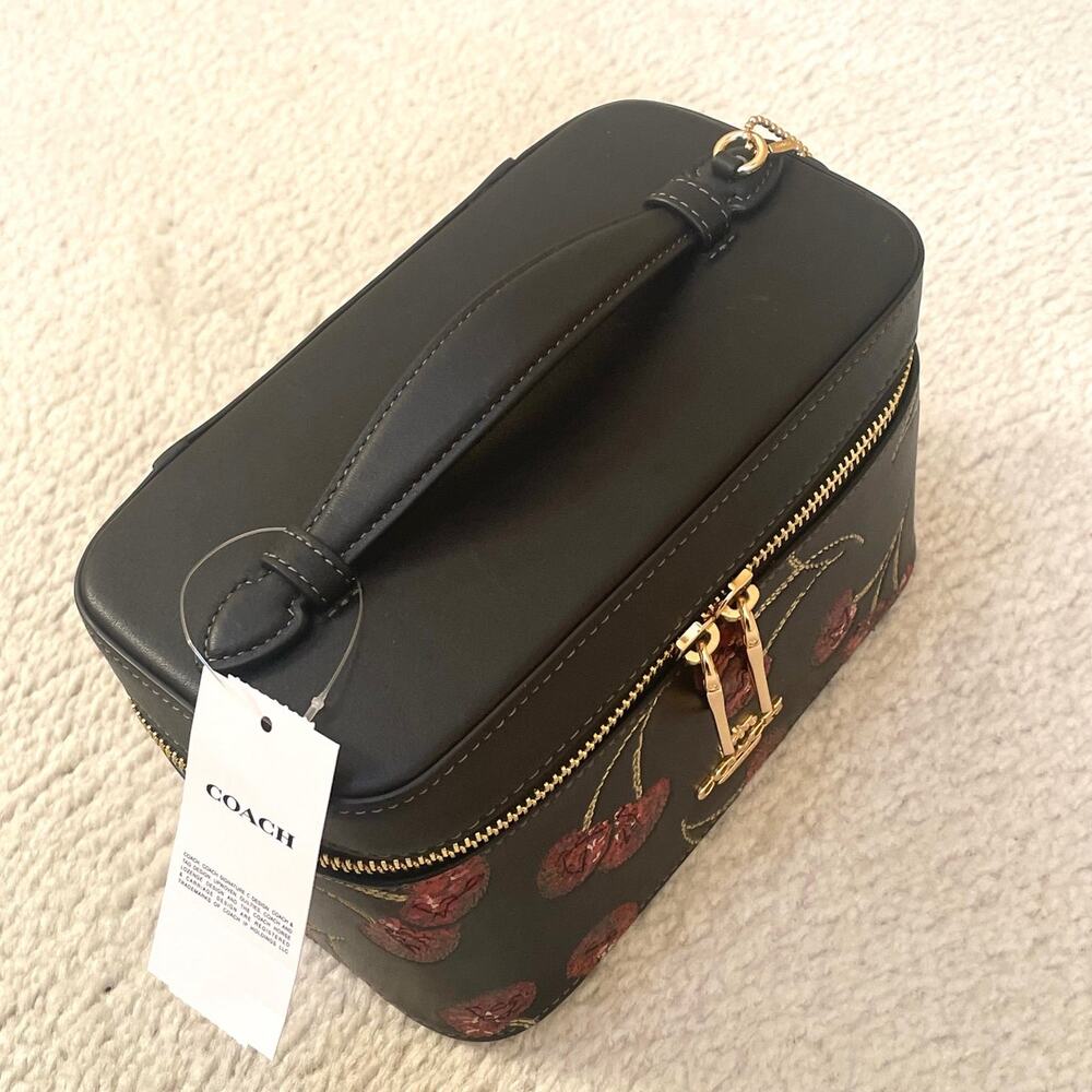 Coach CDC13 Black Cherry Print Cosmetic Makeup Travel Case - Picture 6 of 13